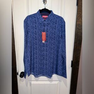 Men's Report Collection Blue Patterned Shirt New With Tags